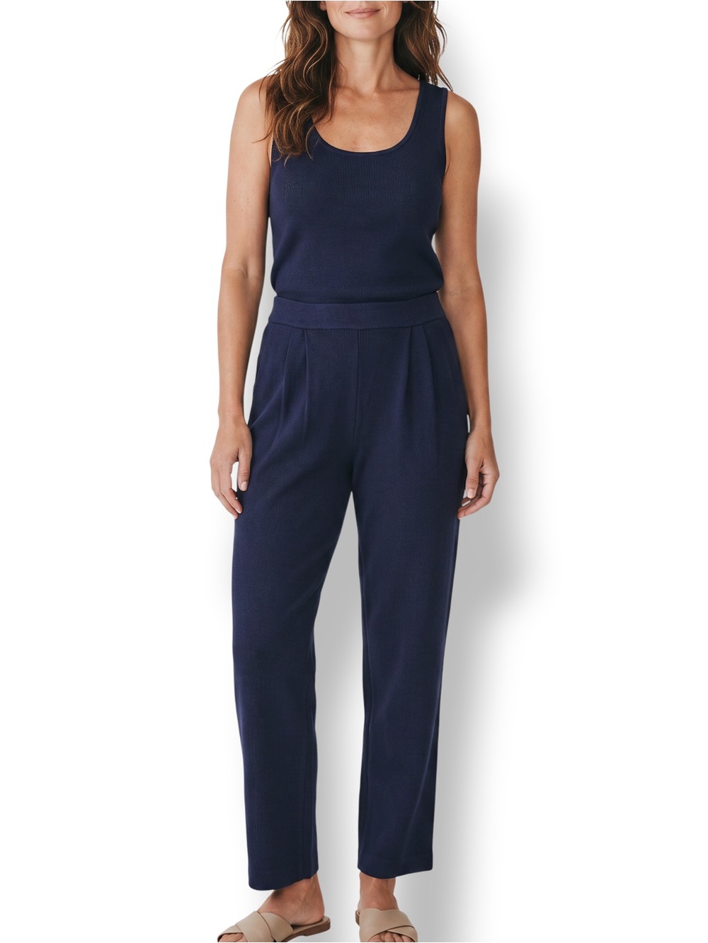 St. John Collection Navy Santana Knit Tank & Pants Set NWT 2 Piece Size 4 Small